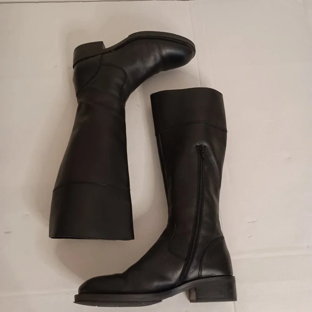 Frau Black Leather Knee High Boots Womens Size 8 - Picture 8 of 16